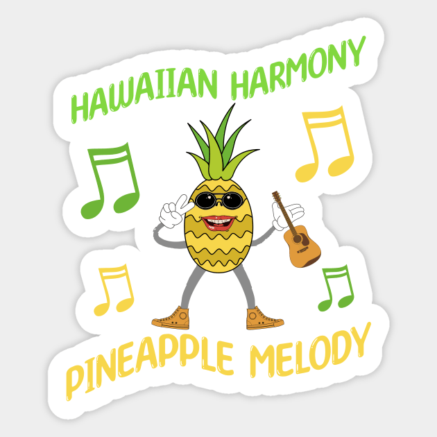 Hawaiian Harmony Pineapple Melody - Hawaiian Music Sticker by JJ Art Space